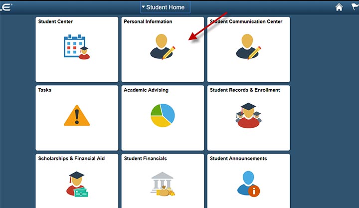 Student Homepage screen in PeopleSoft