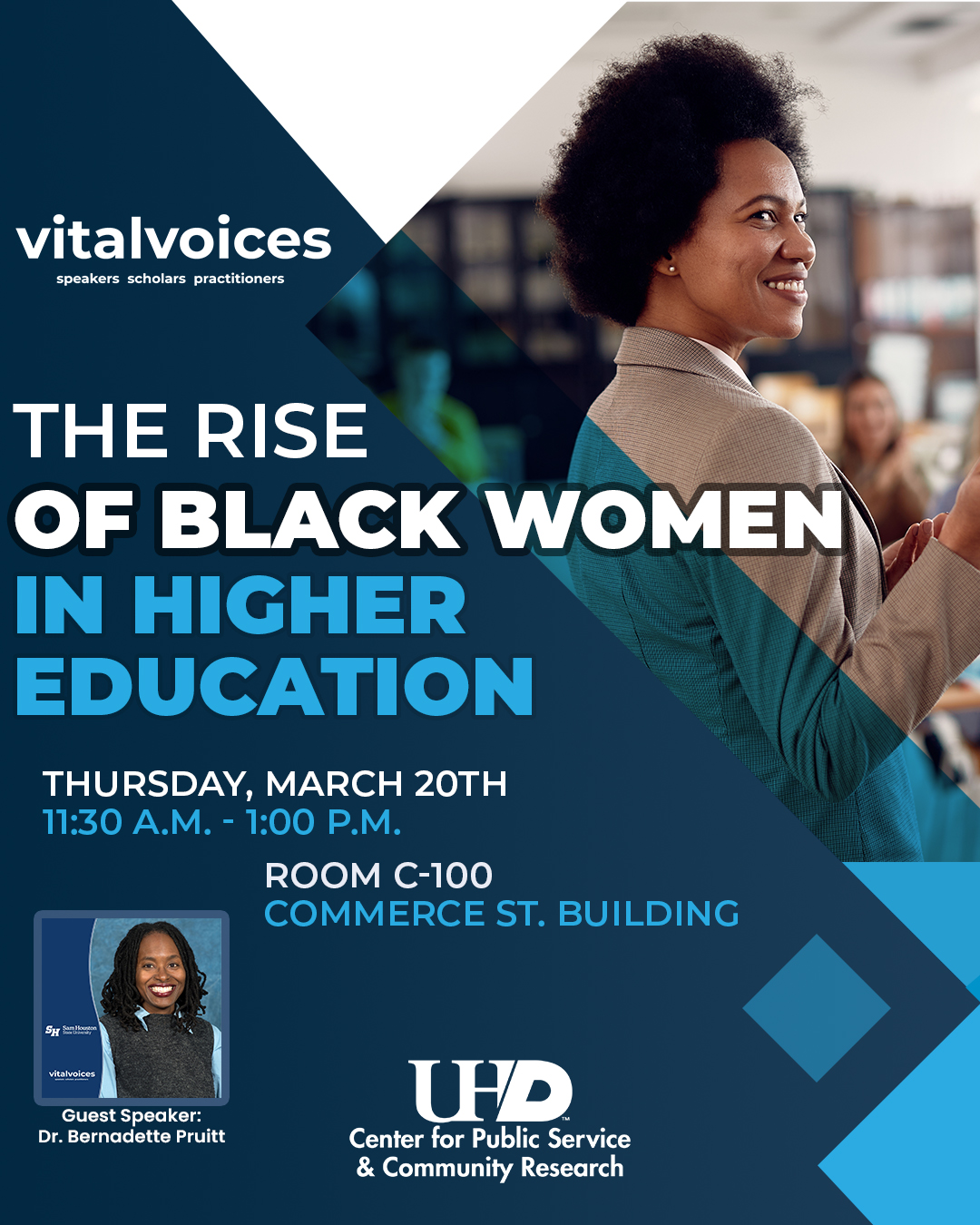 vitalvoices -The Rise of Black Women in Higher Education - Thursday, Mar 20th from 11:30 a.m. – 1:00 p.m.