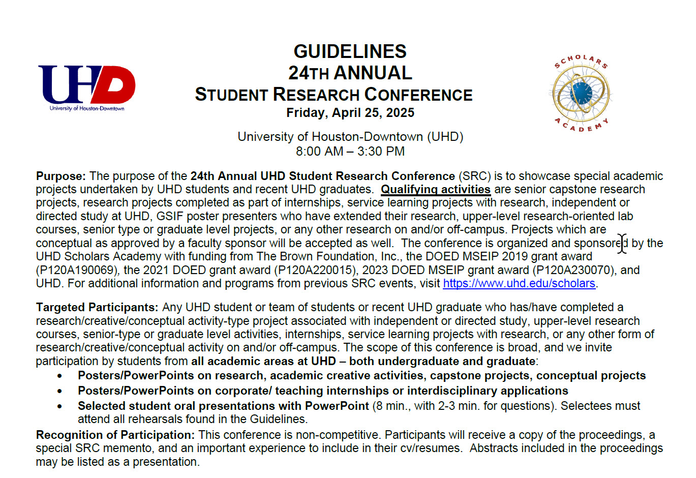 Student Research Conference Guidelines