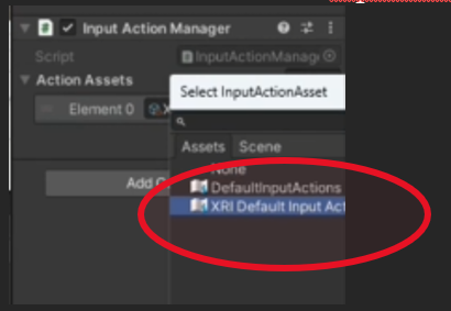 select inputActionAsset and chose XRI Default 