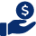pay icon hand with money symbol