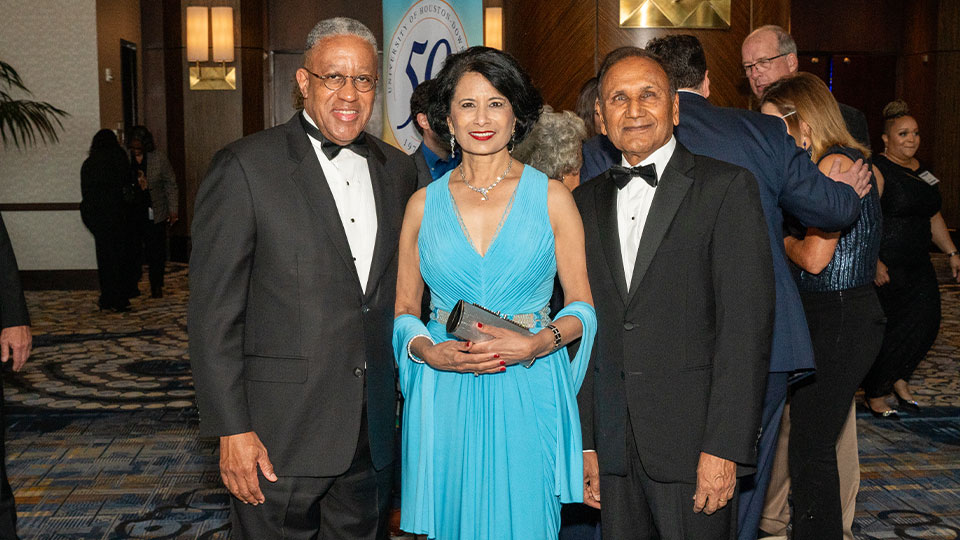 President Loren J. Blanchard with UHS Chancellor Renu Khator and her Husband