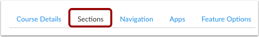 Course settings sections tab