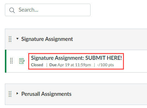 signature assignment link