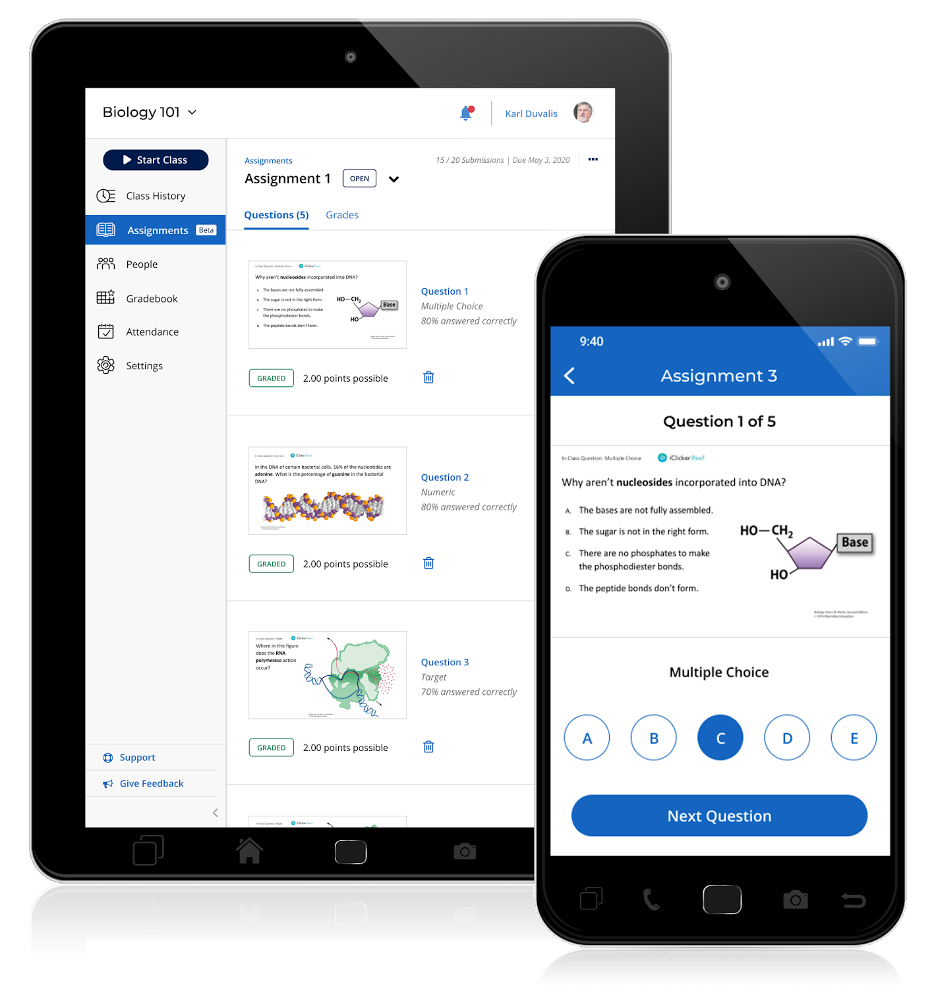 iClicker App on tablet or Smartphone