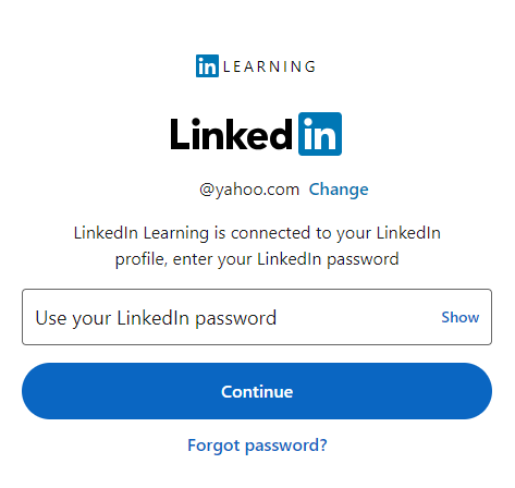screenshot of the LinkedIn password prompt