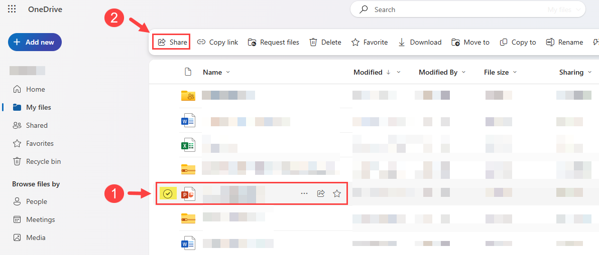 a screenshot of the OneDrive dashboard with a video selected and a blue check mark in the upper right hand corner