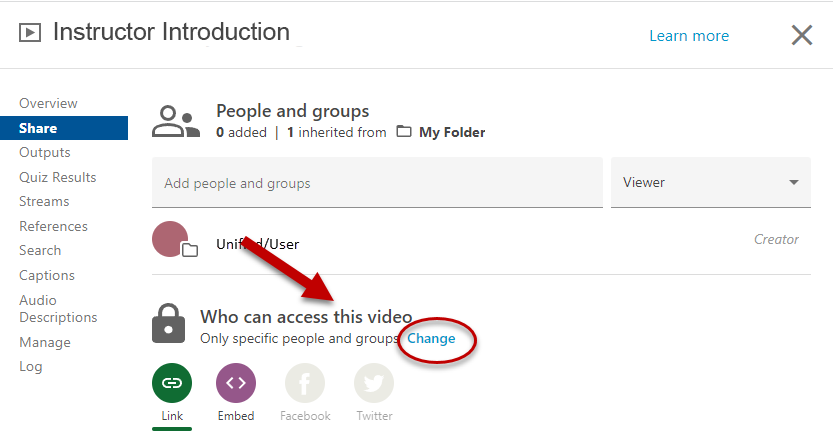 Change who can access this video
