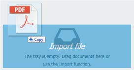 a screenshot of the import file drag and drop area