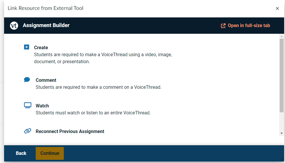 Choose assignment type