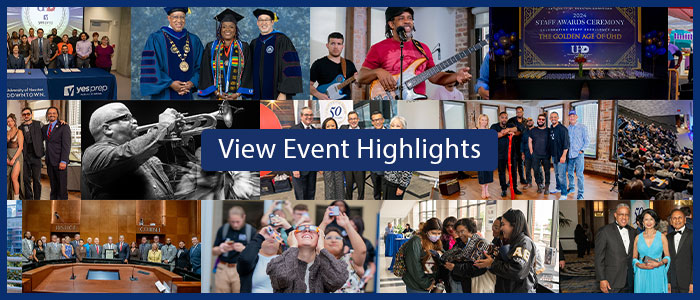 Collage of Photos from past UHD Events, button that says View Event Highlights