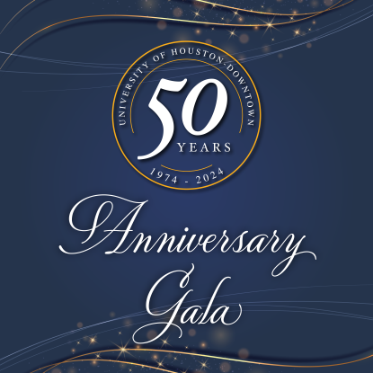 Graphic with 50th anniversary seal and the words "Anniversary Gala" in white.