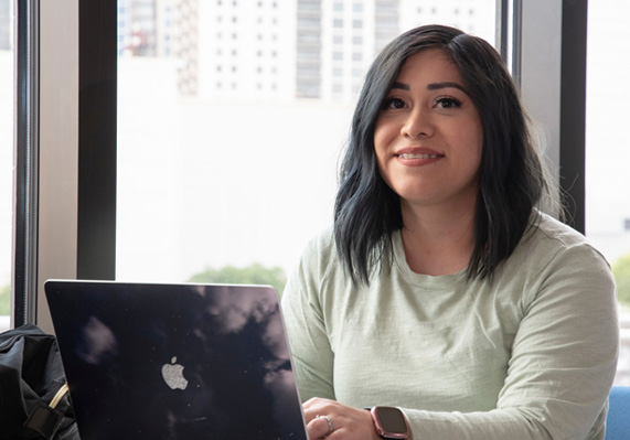 Student with her laptop