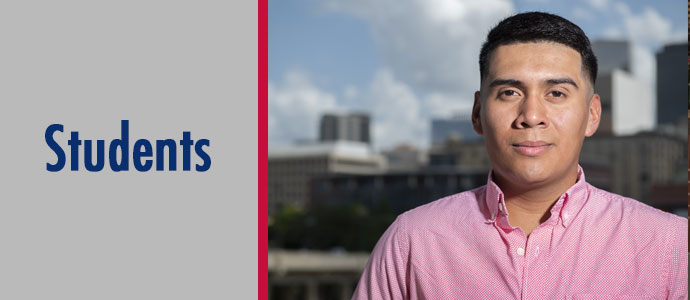 Student on University of Houston Downtown campus